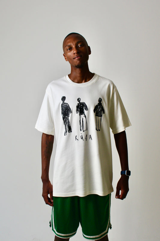 Three Men motif T-shirt