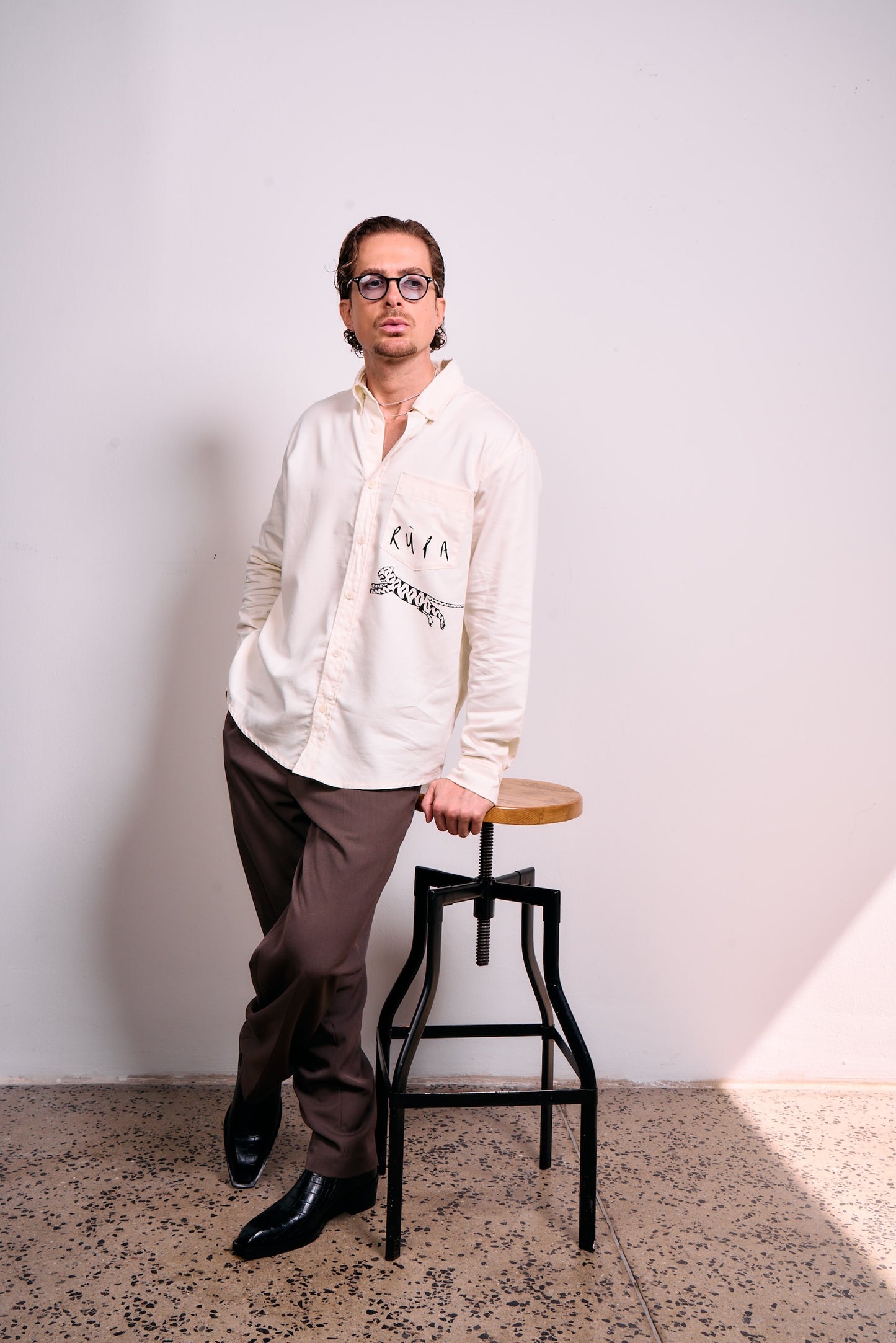 Tiger Motif Shirt in Cream